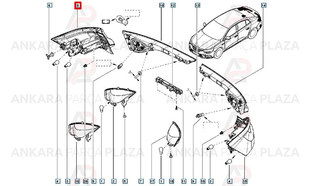 Megane 4 Stop Lambası Sağ Dış Orijinal 265507297R