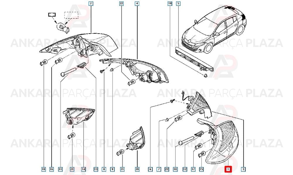 Megane 3 Hb Stop Lambası Sol Dış Pleksan