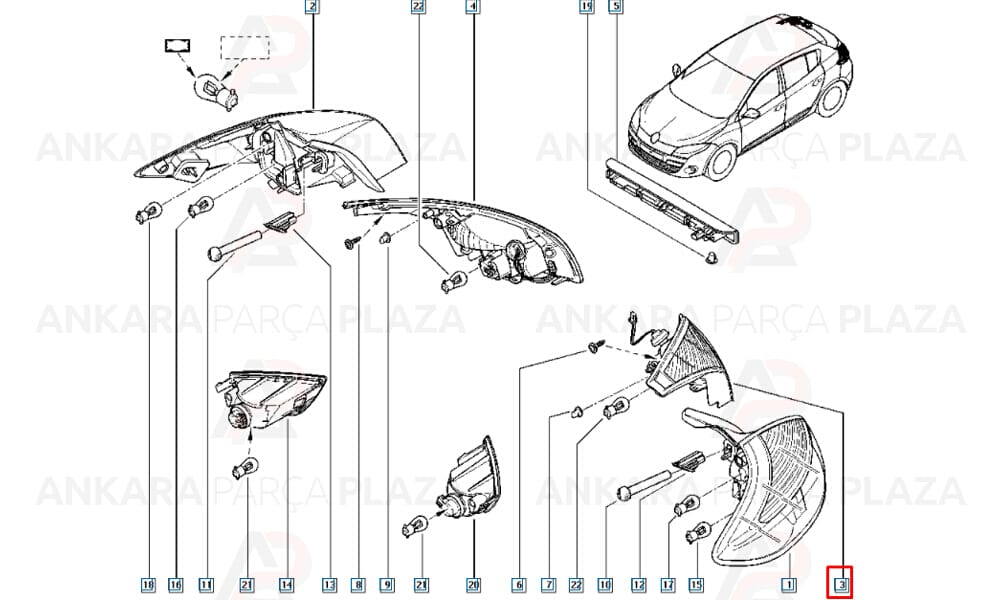 Megane 3 Stop Lambası İç Sol Pleksan