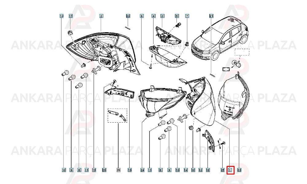 Clio 4 Symbol Stop Lambası Duysuz Füme Sol 2015 Sonrası Pleksan