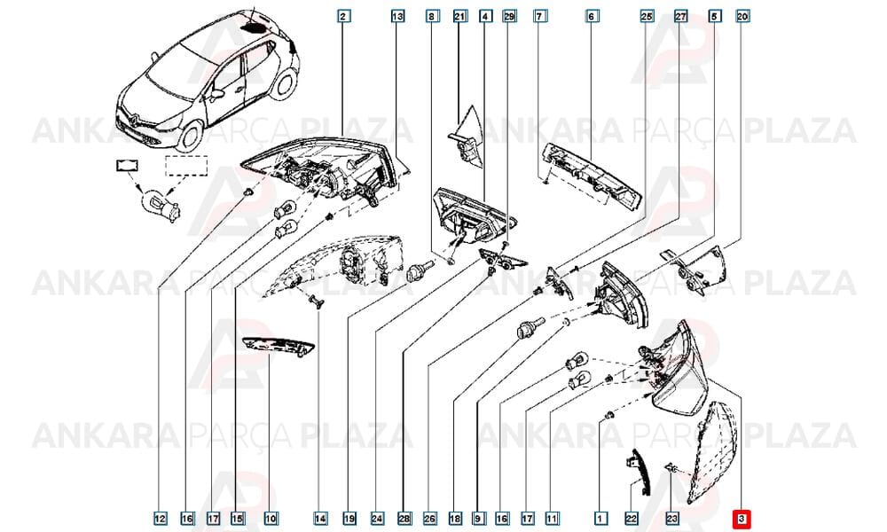 Clio 4 Stop Lambası Duysuz Dış Sol 2013 Sonrası Pleksan