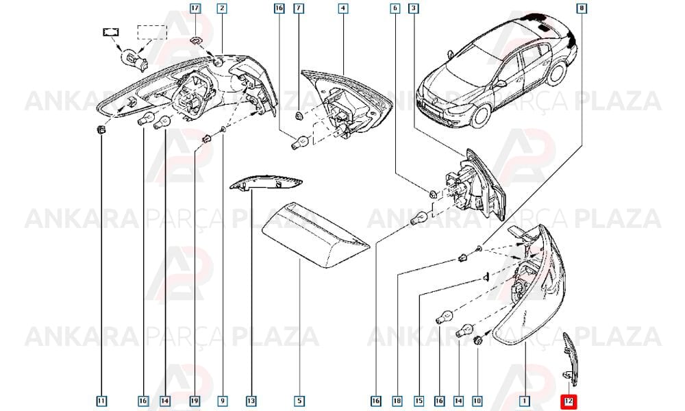 Fluence Megane Tampon Reflektörü Arka Sol 2009 - 2012 Meydan