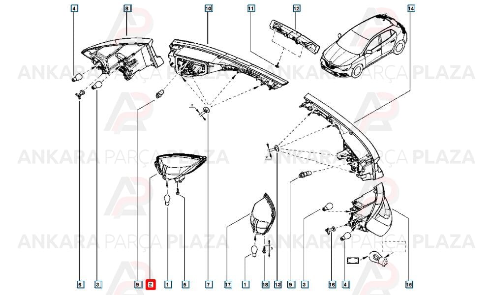 Megane 4 Hatchback Tampon Reflektörü Arka Sağ 2016 - 2020 Meydan