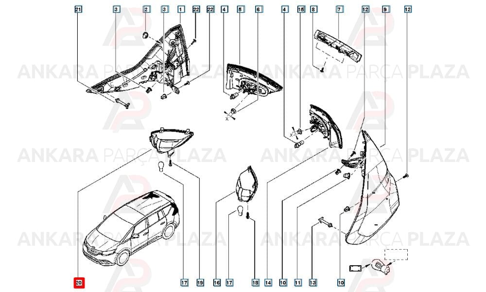 Megane 3 Coupe Sis Farı Arka Sağ Orijinal 265805289R