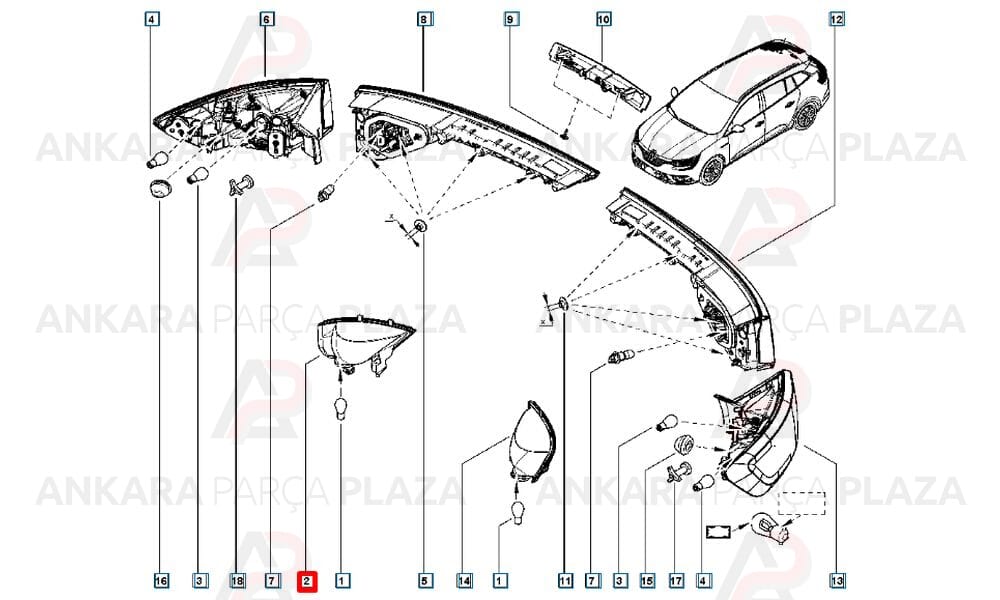 Megane 4 Sedan Tampon Reflektörü Arka Sağ 2016 - 2020 Meydan