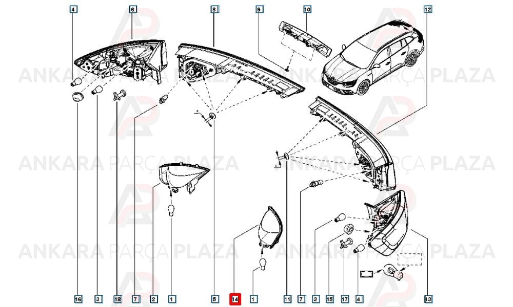 Megane 4 Sedan Tampon Reflektörü Arka Sol 2016 - 2020 Meydan