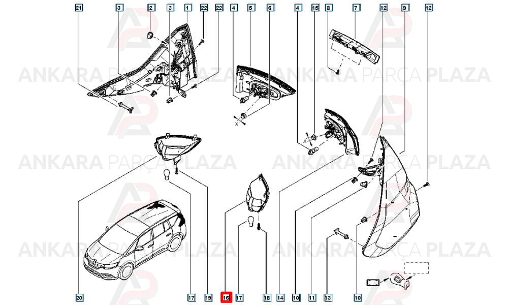 Laguna Megane 3 Sis Farı Arka Sol Orijinal 265859405R