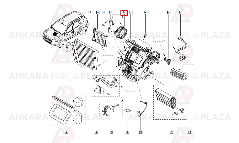 Kalorifer Motoru Dacia Logan, Logan Express, Logan Mcv, Sandero Klimalı