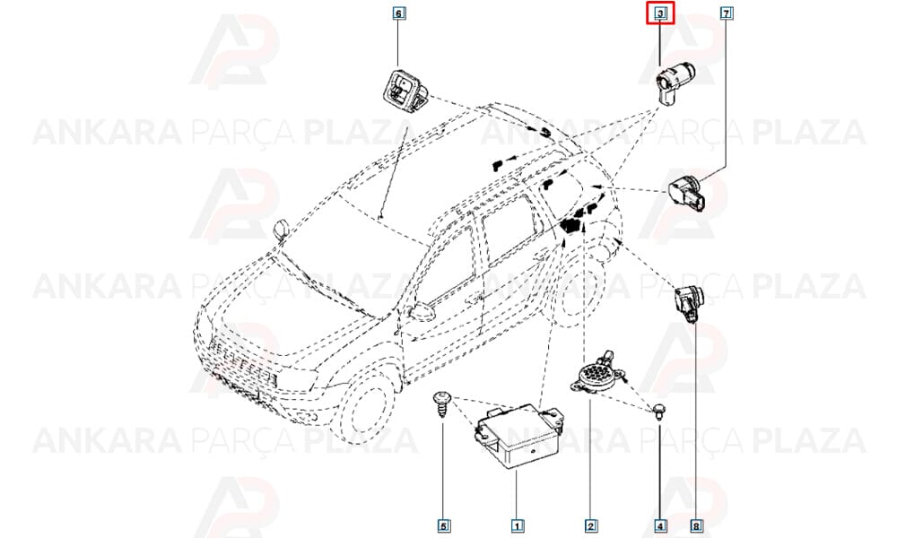 Park Sensörü Arka Duster Dokker Sandero 2017 >