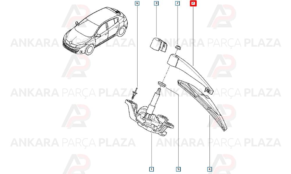 Megane 3, Scenic, Captur, Fiat 500L Arka Silecek Kolu Ve Süpürgesi Hellux