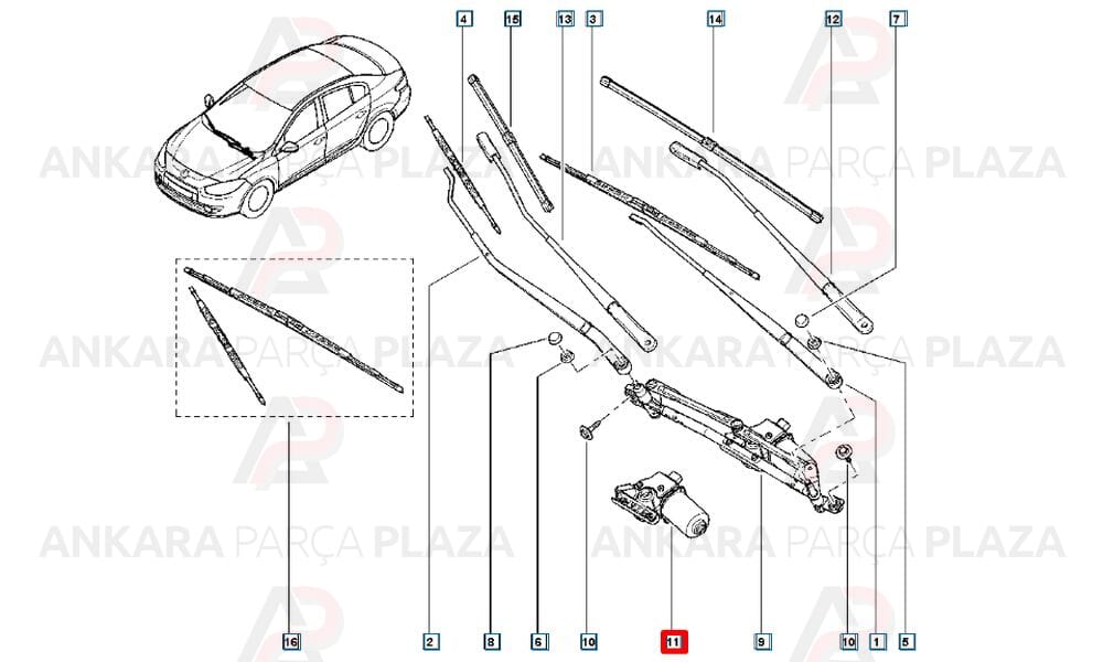 Fluence, Megane 3 Silecek Motoru Seger