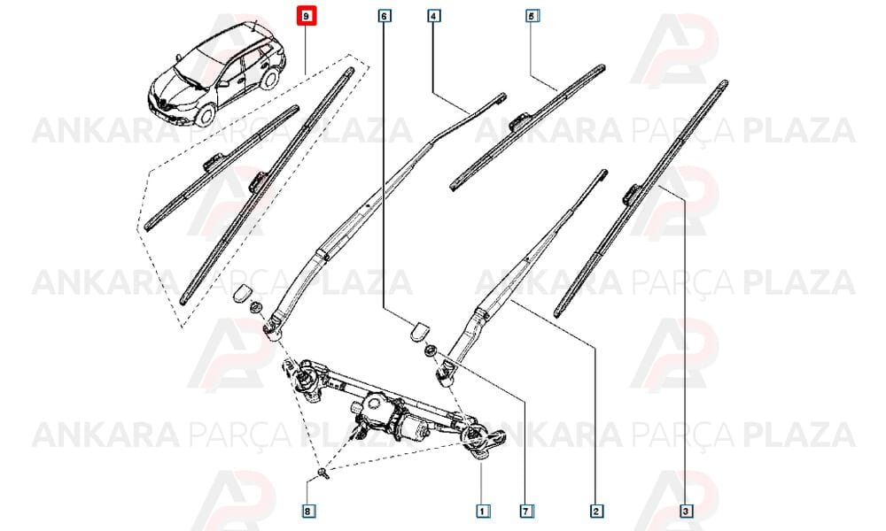Silecek Süpürgesi Kadjar 15 Yan U Kanca 650Mm + 430Mm