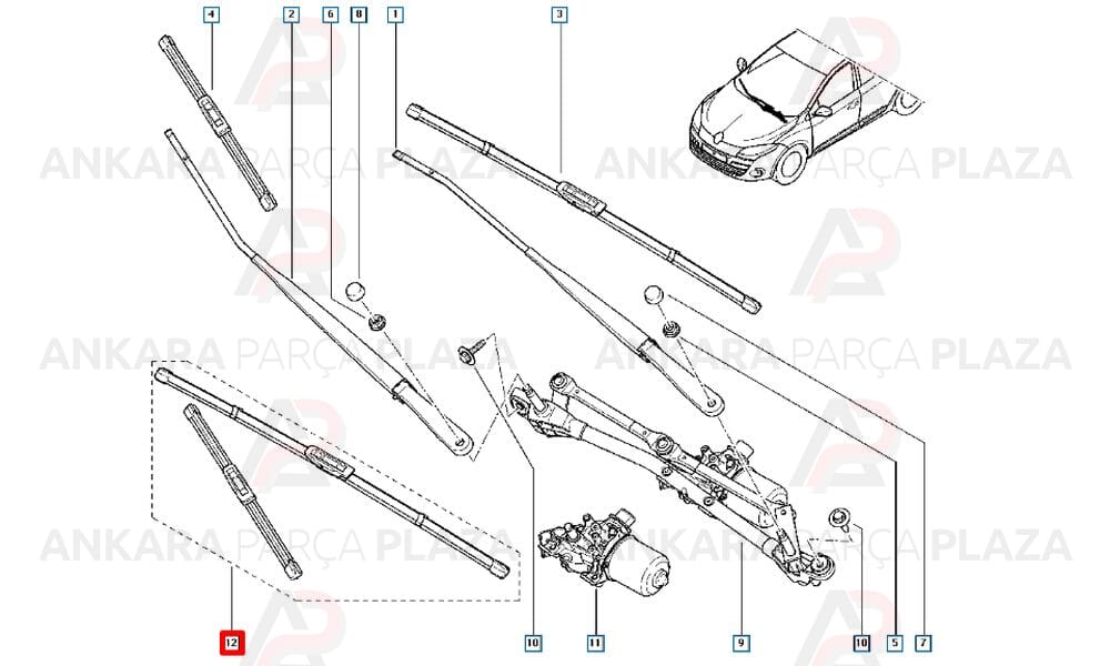 Ön Cam Silecek Takımı Clio 3 2005 > Megane 3 2008 > Aerotwın 600/400Mm