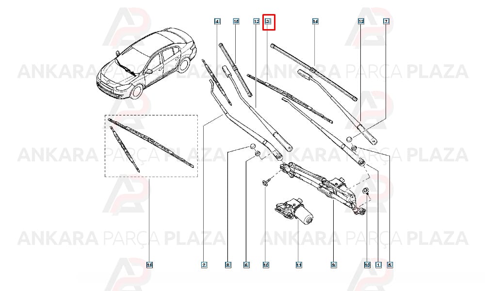 Silgi Süpürgesi Sol Megane 3 Fluence 288908991R