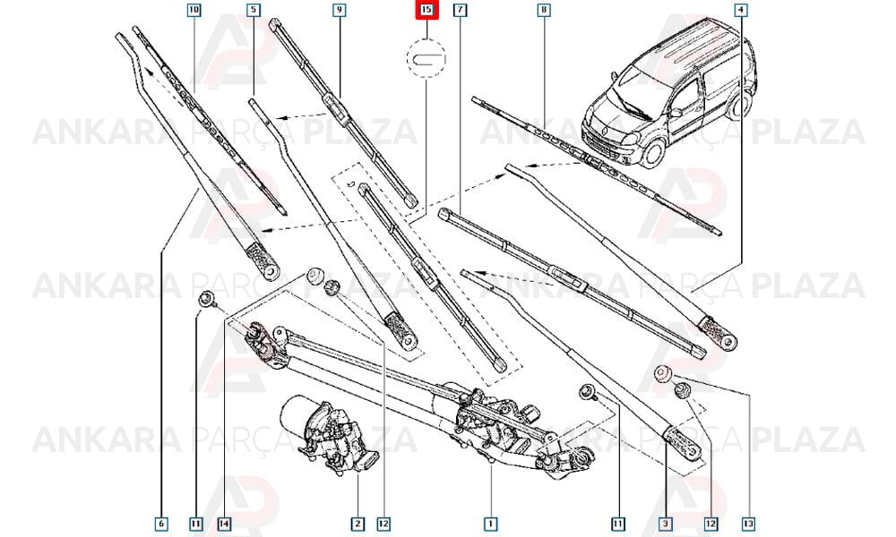 Kangoo 3 Silecek Süpürgesi 580Mm+ 530Mm Muz Tip Takım Rbw