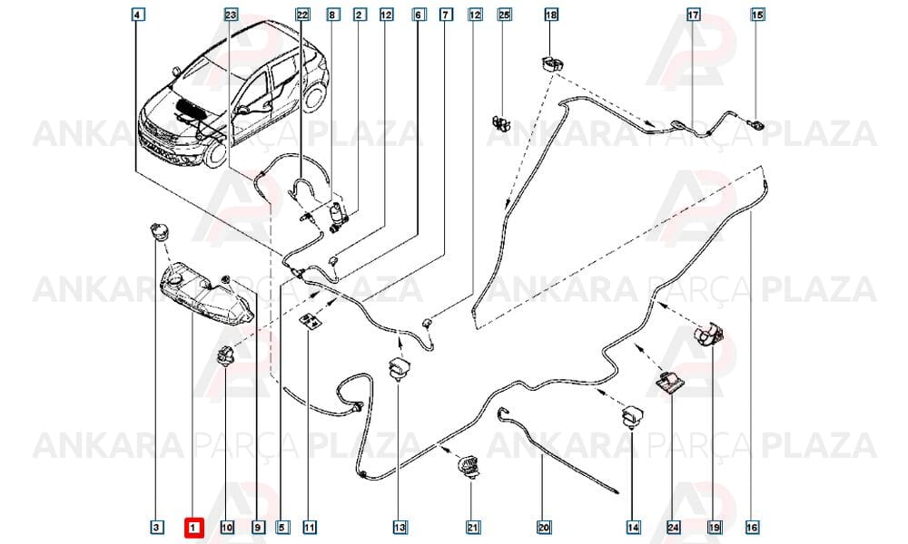 Cam Yıkama Su Deposu Dacia Sandero 289102573R