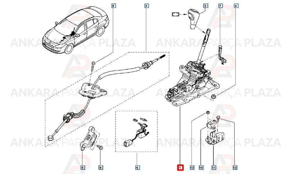 Megane 3, Fluence Otomatik Vites Kolu Kumandası Orijinal 341043792R