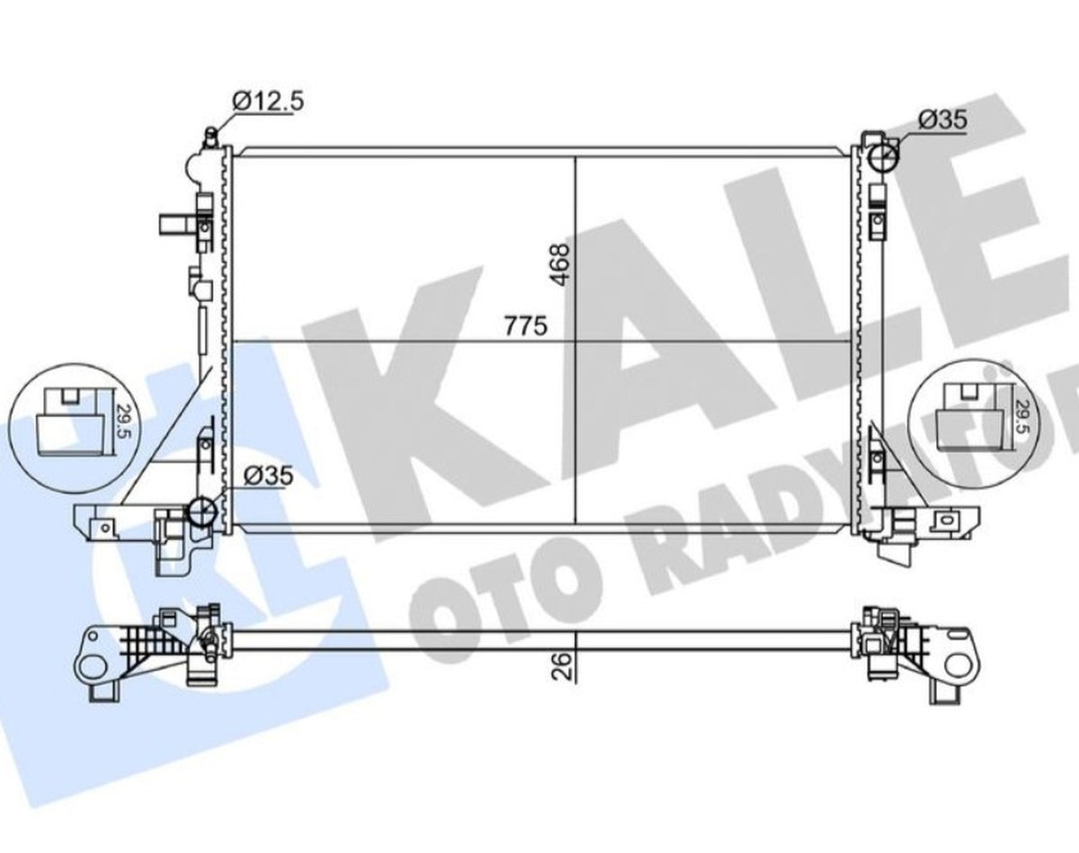 Renault Master 3 Movano NV400 Su Radyatörü Kale Radyatör 347260 - main