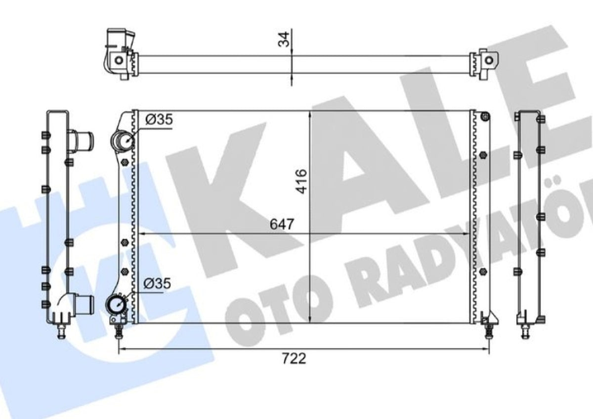 Fiat Doblo Su Radyatörü 1.2 1.4 1.6 1.9D 2001- Kale Radyatör 355845 - main