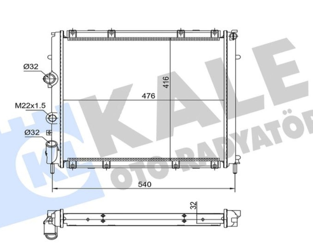 Renault Kangoo 1.5 DCI 1.9D Su Radyatörü 1997-2003 Kale Radyatör - main