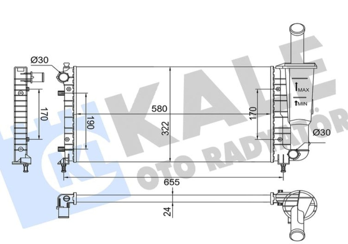 Fiat Punto Su Radyatörü Mekanik 1999-2006 Kale Radyatör 364455 - main