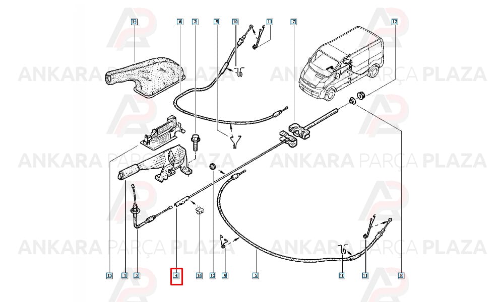 Renault Trafic 01-> El Fren Teli Orta Uzun Şase Cavo