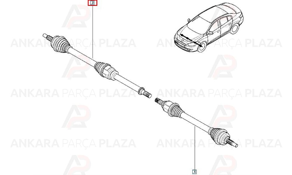 Ön Aks Komple Sağ Fluence 1,5Dcı 16V 5 Vites 2009 > Ölçü : 25X26X53X931