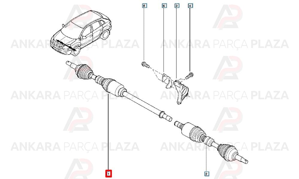 Koleos 1.6 2.0 Dcı Ön Aks Komple Sağ Ölçü : 29X30X56X975 Mm Formpart