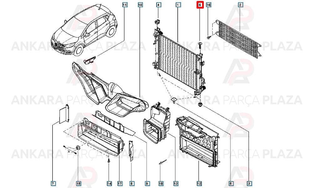 Radyatör Pimi Renault Clio 4 Radyatör Takozu Üst Pim