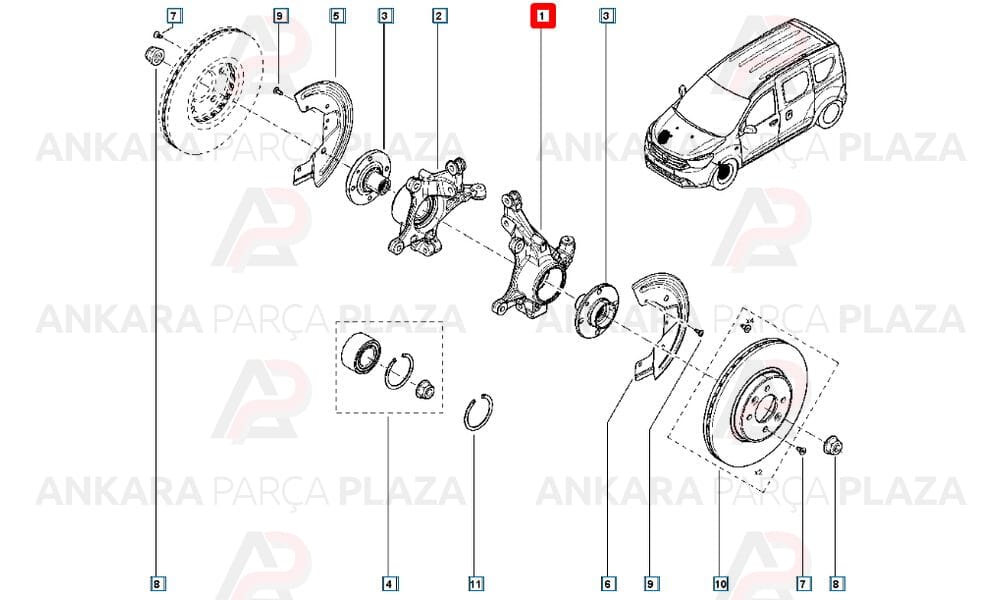 Dacia, Lodgy, Dokker Ön Sol Aks Taşıyıcısı Orijinal 400116210R