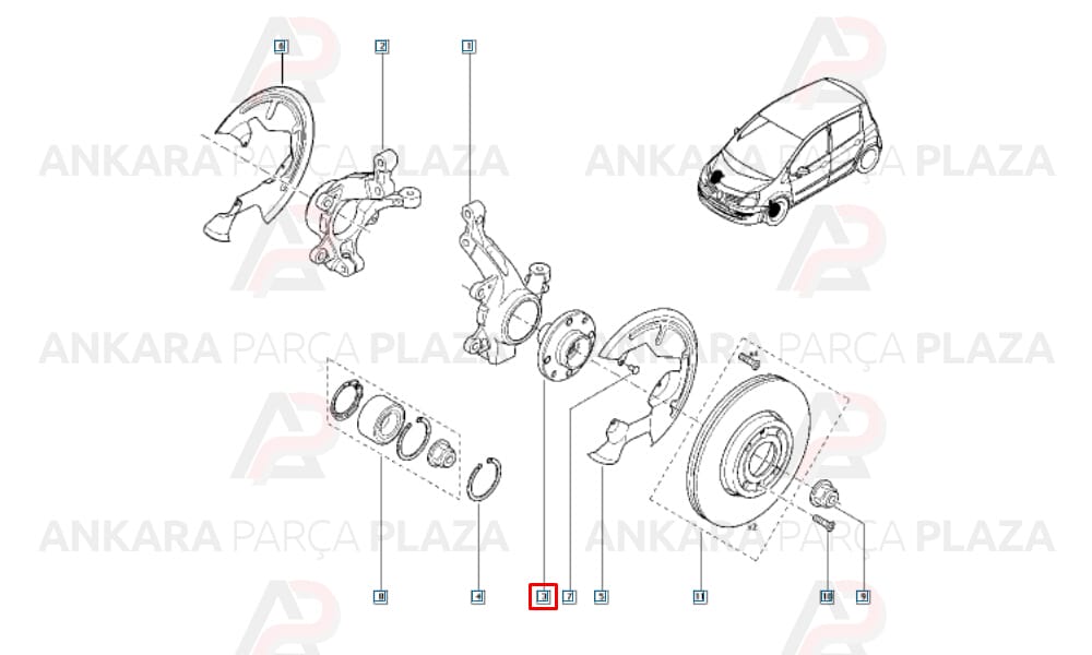 Megane 2 Clio Symbol 3 Tekerlek Poryası Ön Sağ Veya Sol Orijinal 402022048R