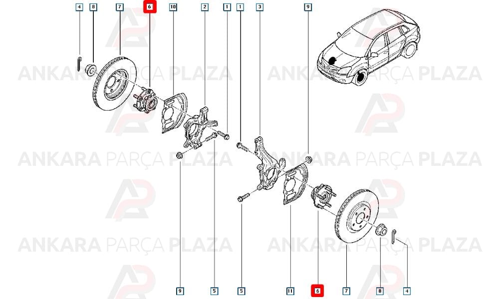Koleos 4X2 4X4 Tekerlek Poryası Ön Sağ Veya Sol 5 Bijon 2008 2015 Atf