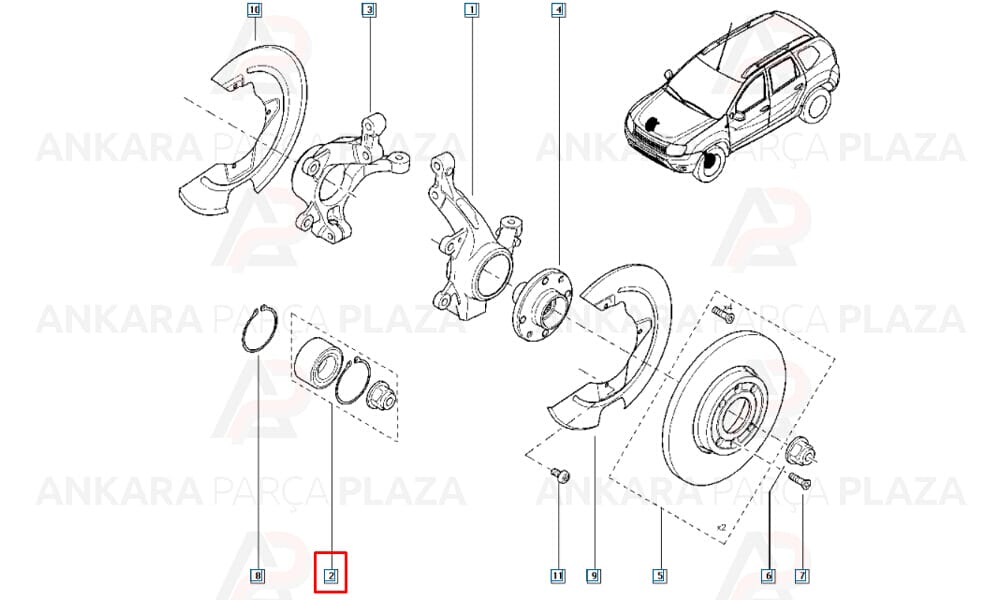 Renault Scenic 2, Duster 4X4 Aks Rulmanı Ön Abs Siz Daslager