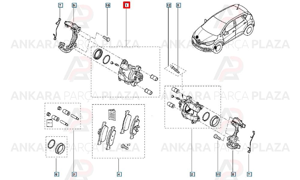 Megane 2 - 3, Captur, Duster, Fluence Ön Fren Kaliperi Sağ İthal Orijinal 410018218R