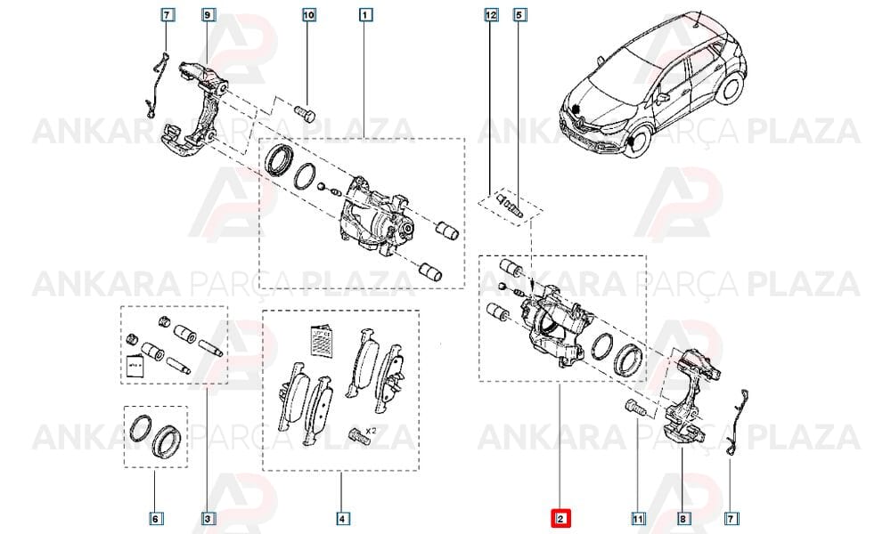 Megane 2 - 3, Captur, Duster, Fluence Ön Fren Kaliperi Sol İthal Orijinal 410111495R