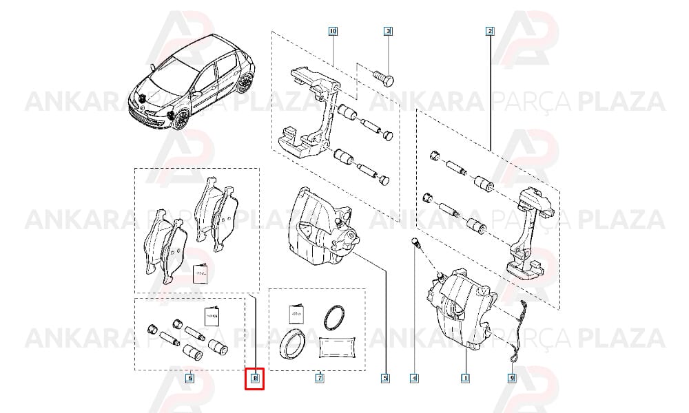 Ön Fren Balatası Renault Laguna 2 1.6 1.8 1.9Cdı 2.2 16V 3.0 V6 01 16 Jant