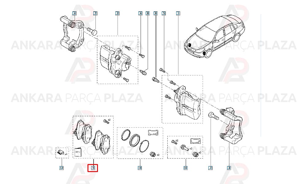 Clio R9 11 19 Ym Megane 1 Logan Sandero Ön Fren Balatası 410602192R