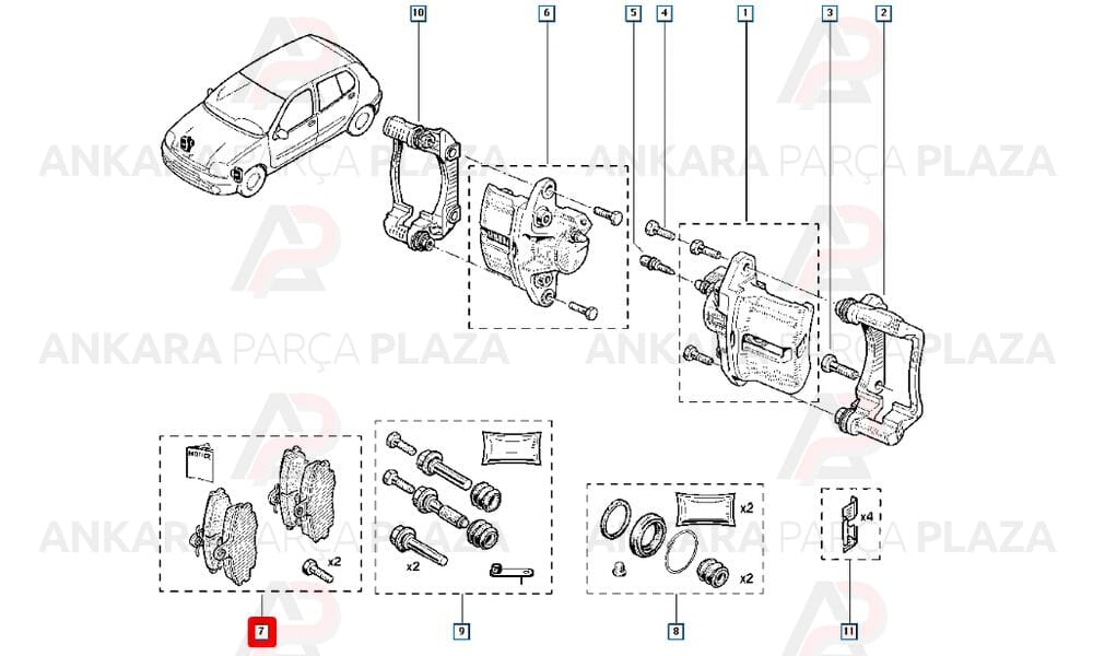 Ön Fren Balatası Laguna 99 Megane 99 Megane Scenic 99