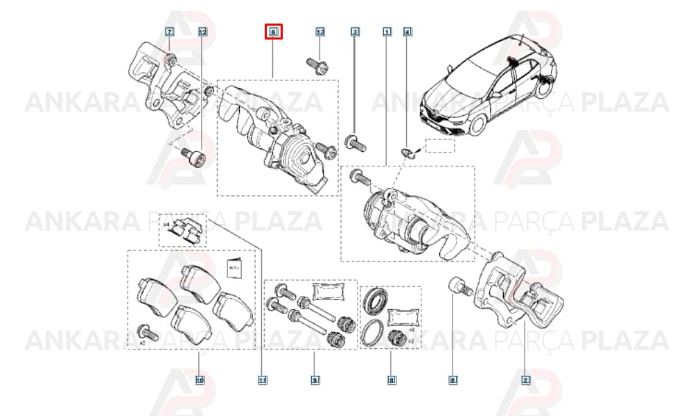 Megane 3 Fluence Fren Silindiri Arka Sağ Otomatik X95 440019012R