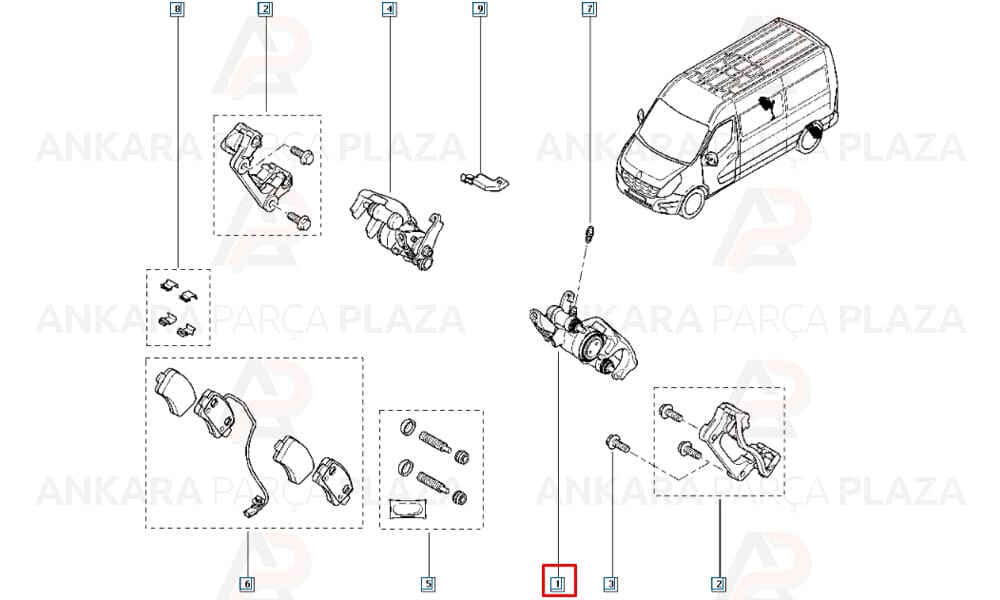 Master 3 Arka Fren Kaliperi Sol Tek Teker Motortec