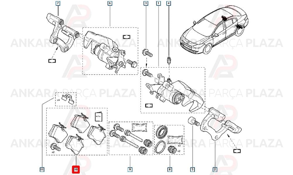Megan 2, Fluence, Scenic 2 Arka Fren Balatası Orijinal 440606418R