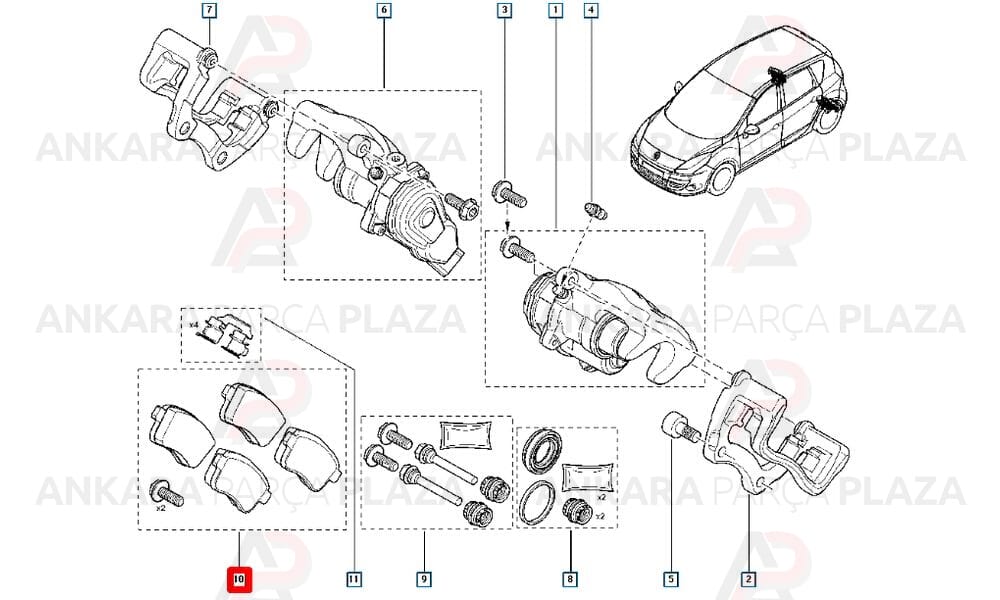 Megane, Scenic 3 Arka Fren Balatasi Takim Orijinal 440608061R