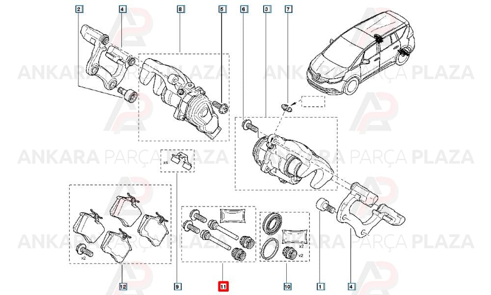 Renault Clio 3, Megane 2 Kaliper Tamir Takımı Arka Dekar