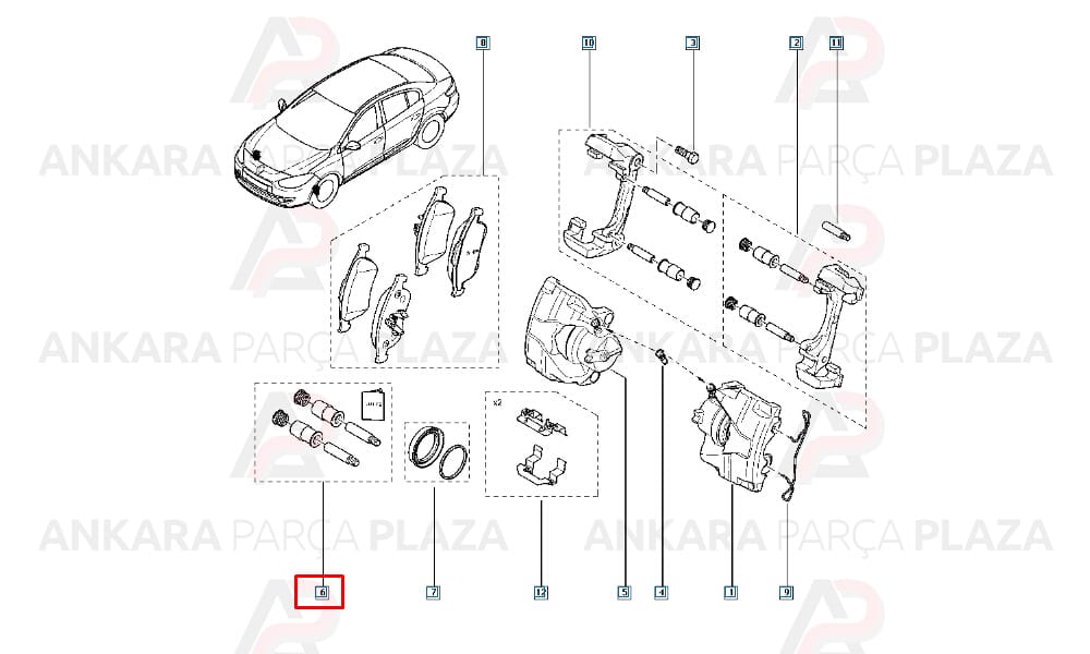 Renault Megane 3, Talisman, Captur Fren Kaliperi Tamir Takımı Pim + Körük + Tapa Dekar