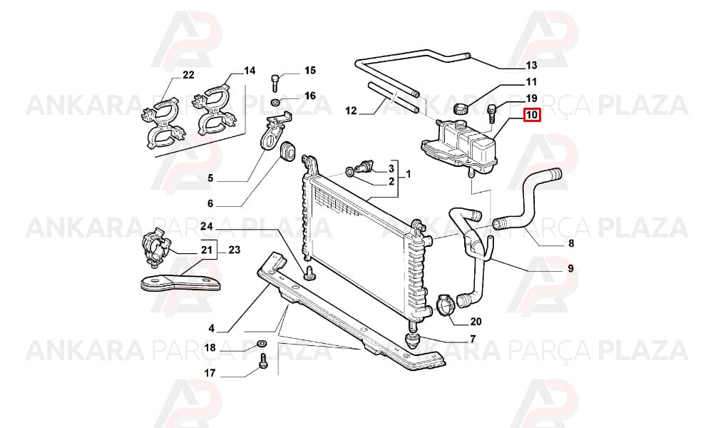Radyatör Ek Deposu Genleşme Kabı Kapaklı Fiat Palio 1.4 - 1.6