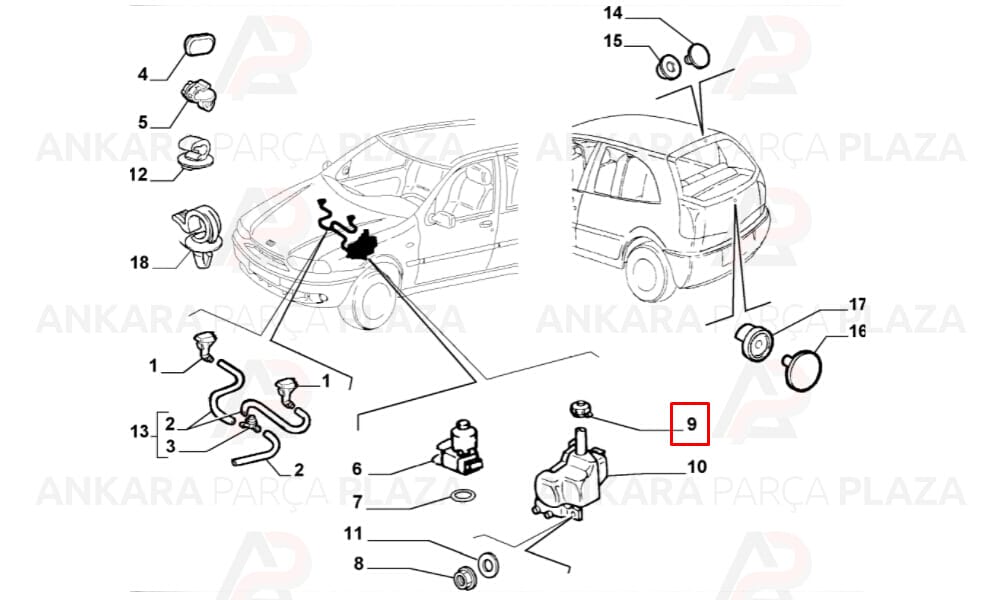 Cam Su Depo Kapağı Sarı Fiat Albea / Palio / Siena