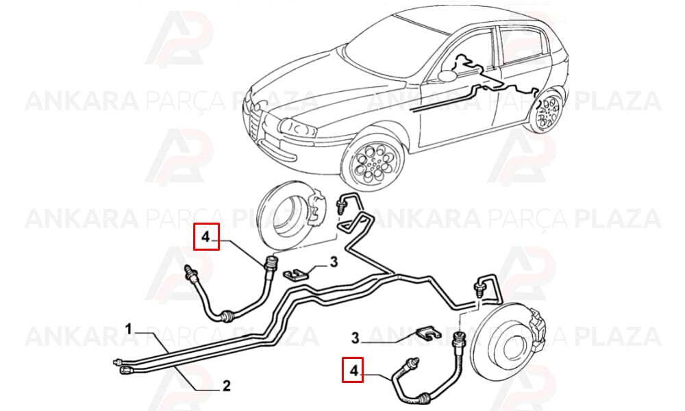 Alfa Romeo 156 98 - 03 Arka Fren Hortumu Meydan