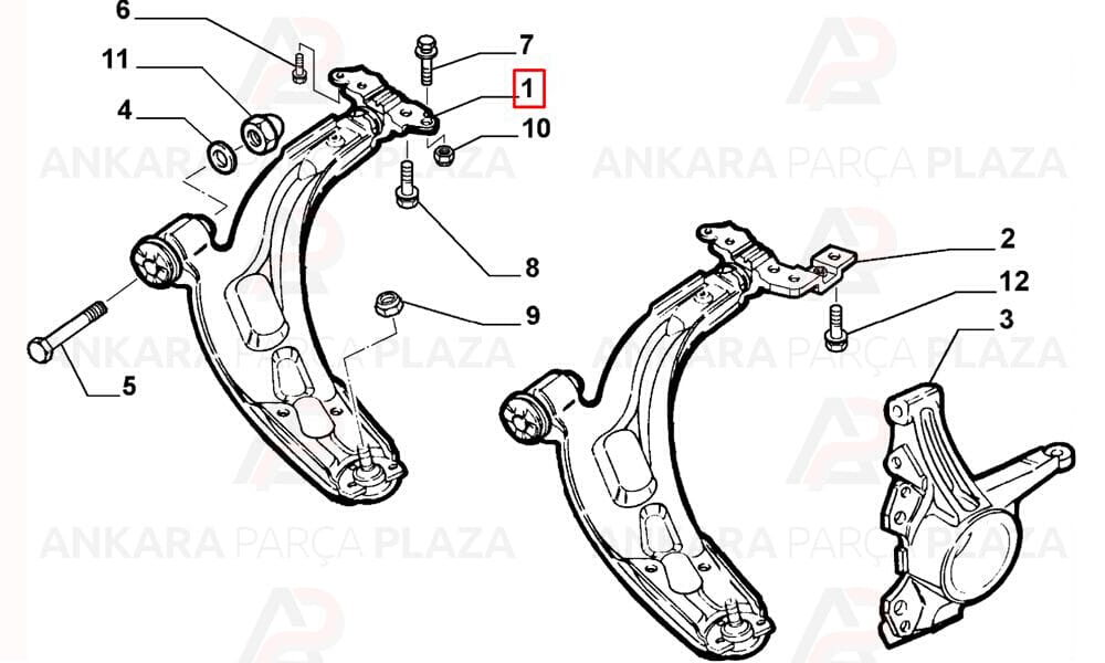 Palio 05 - 13 Ön Alt Tabla Sağ Rotilli Salıncak 46454596