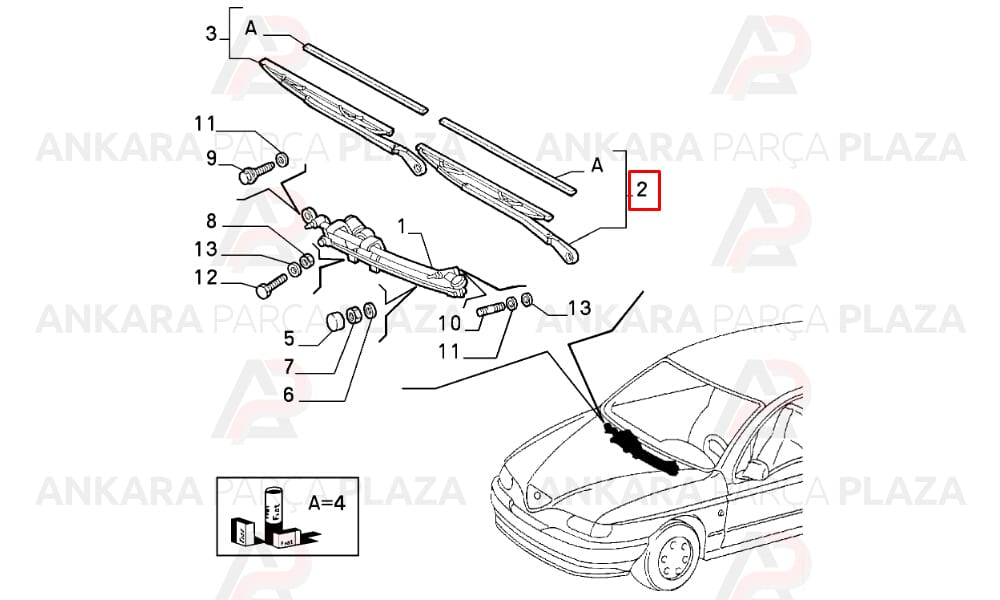 Tempra, Tipo Silecek Süpürgesi Sol Sürücü Tarafı Kollu Metal Tip Rbw