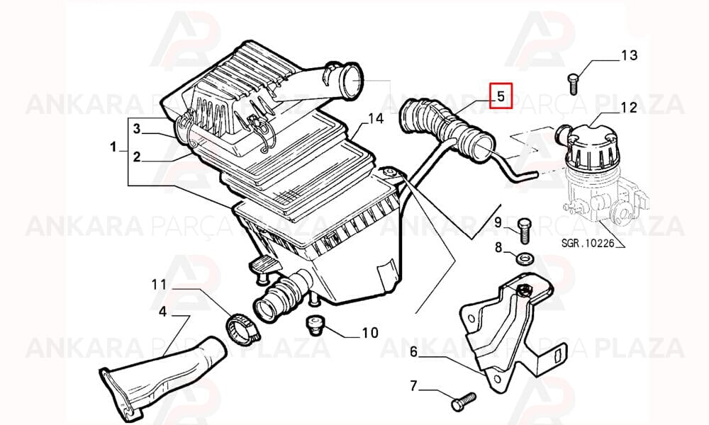 Hava Filtre Körüğü Fiat : Palio, Siena, Strada 1.2 8V - 1.2 16V